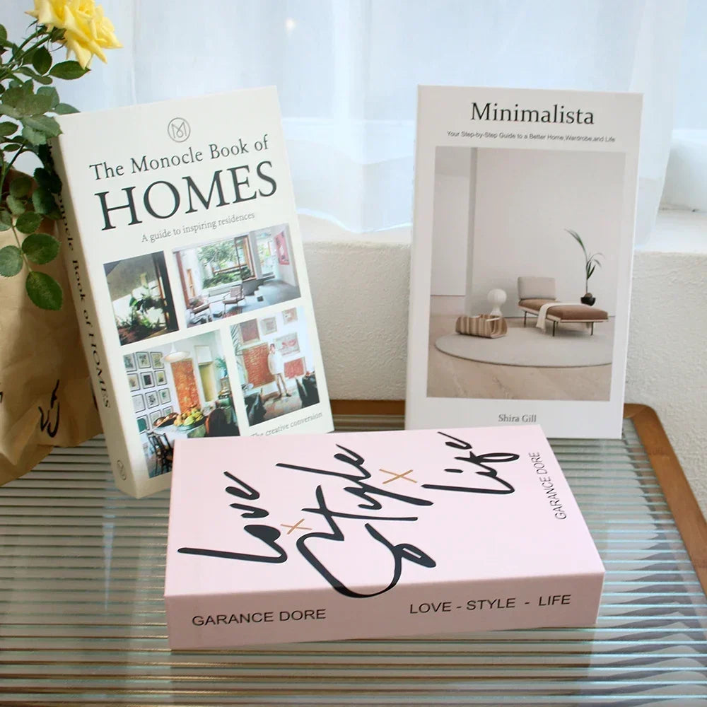 Foldable Faux Books Three-Piece Set for Couture Coffee Table Decor — Black | KIMLUD