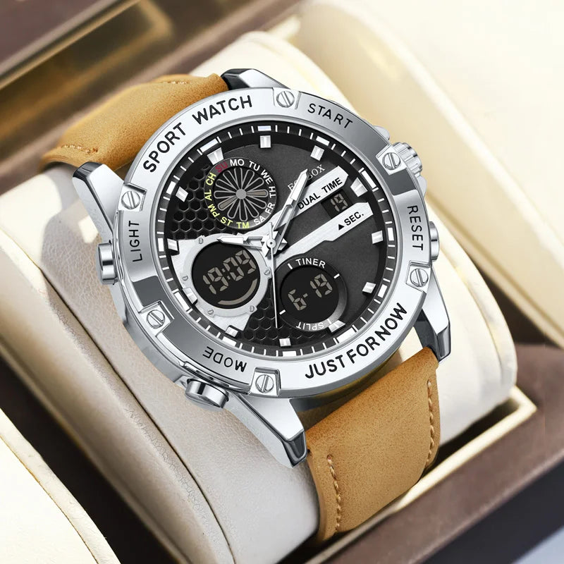 FOXBOX Fashion Military Watches for Men Luxury Original Sports Chronograph Watch Waterproof Quartz Clock Digital WristWatch