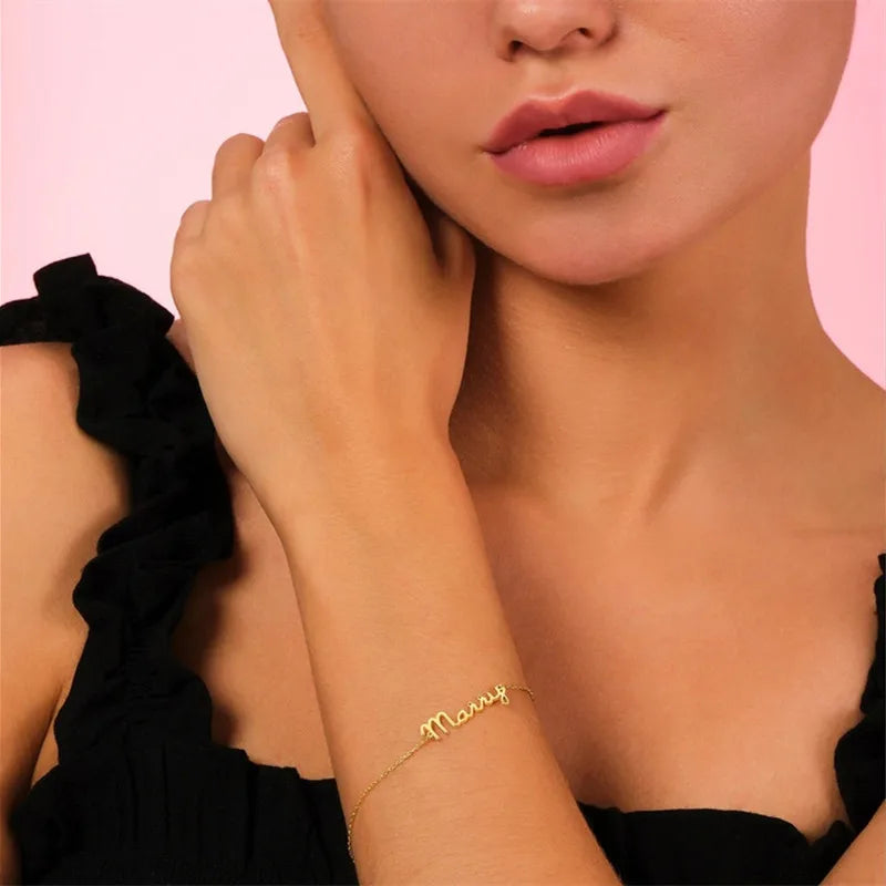 Engraved Cuff Bracelet Numeral Name — Gold | KIMLUD