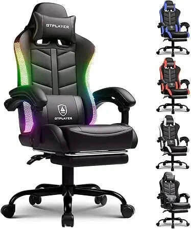 KIMLUD, gtplayer rgb gaming chair with footrest, computer gaming chair with led lights for adults, height adjustable pc gamer chair with, KIMLUD Womens Clothes
