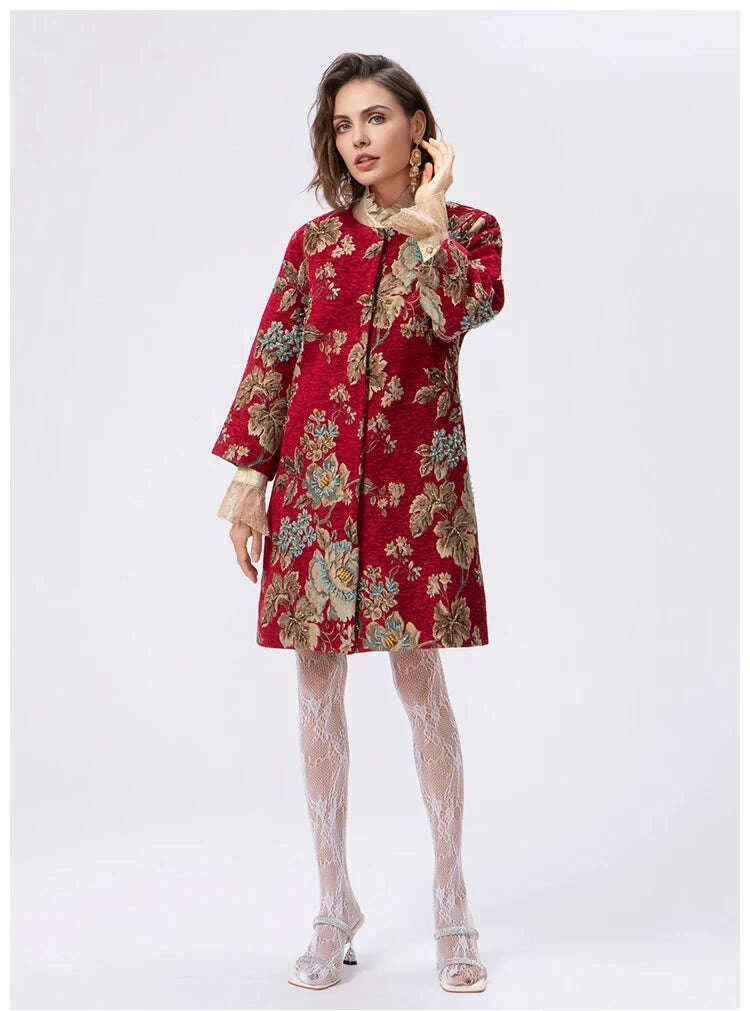 autumn-winter-new-womens-velvet-beaded-round-neck-34-sleeve-burgundy-mid-length-coat-chenille-texture-luxury-jacketkimludkimlud-35562221