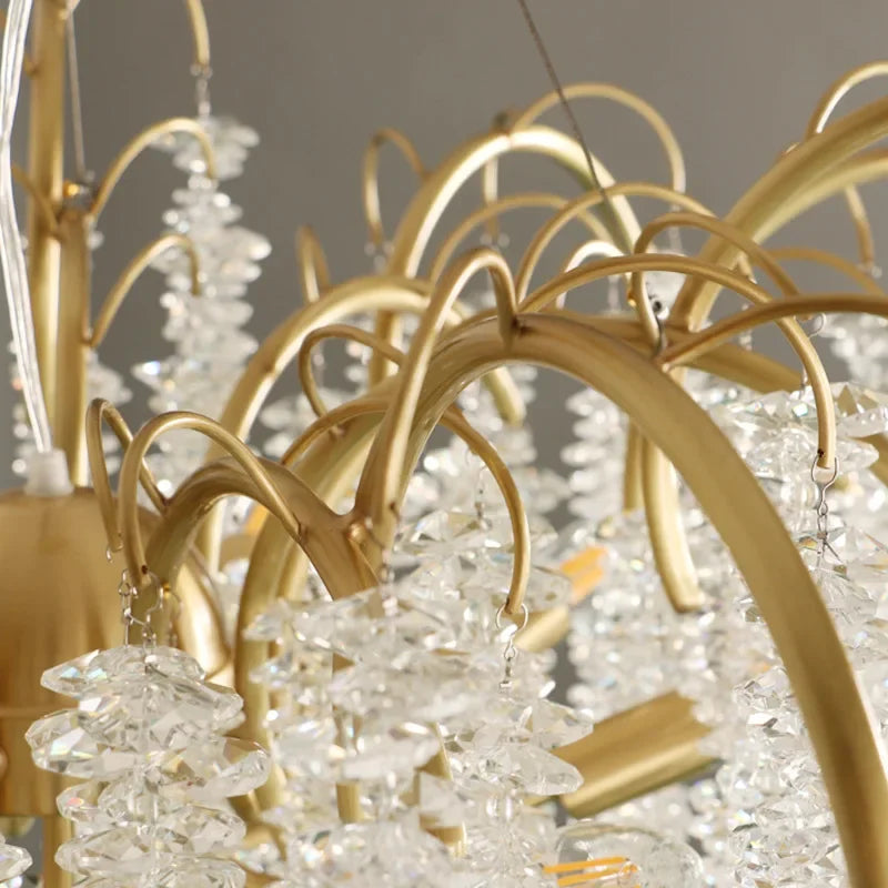 2024 Luxury Gold Glass LED Lights Ceiling Chandeliers Crystal Hanging Pendant Lamps Home Decor for Dining Room Lustres