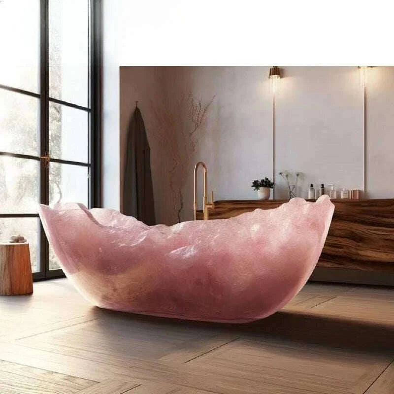 KIMLUD, Irregular pink agate bathtubs for custom apartments and villas, KIMLUD Womens Clothes