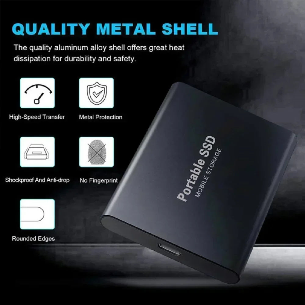 High-Speed Slim Portable External SSD 2TB — Black | KIMLUD