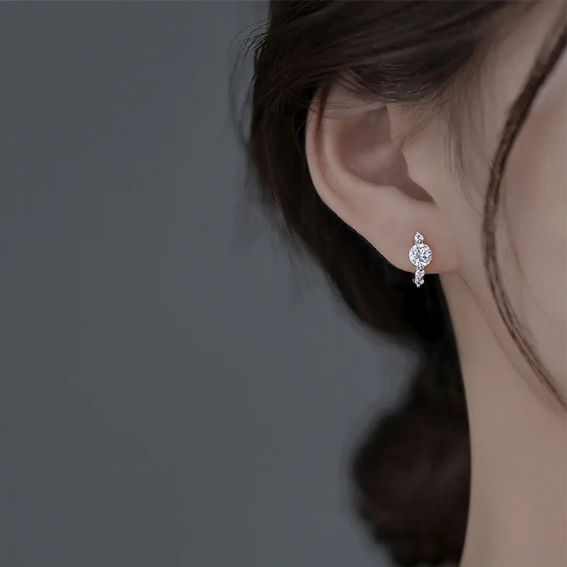 925 Sterling Silver Shiny Zircon Earrings Exquisite And Fashionable Temperament Earrings Wedding Luxury Jewelry Bridesmaid Gift