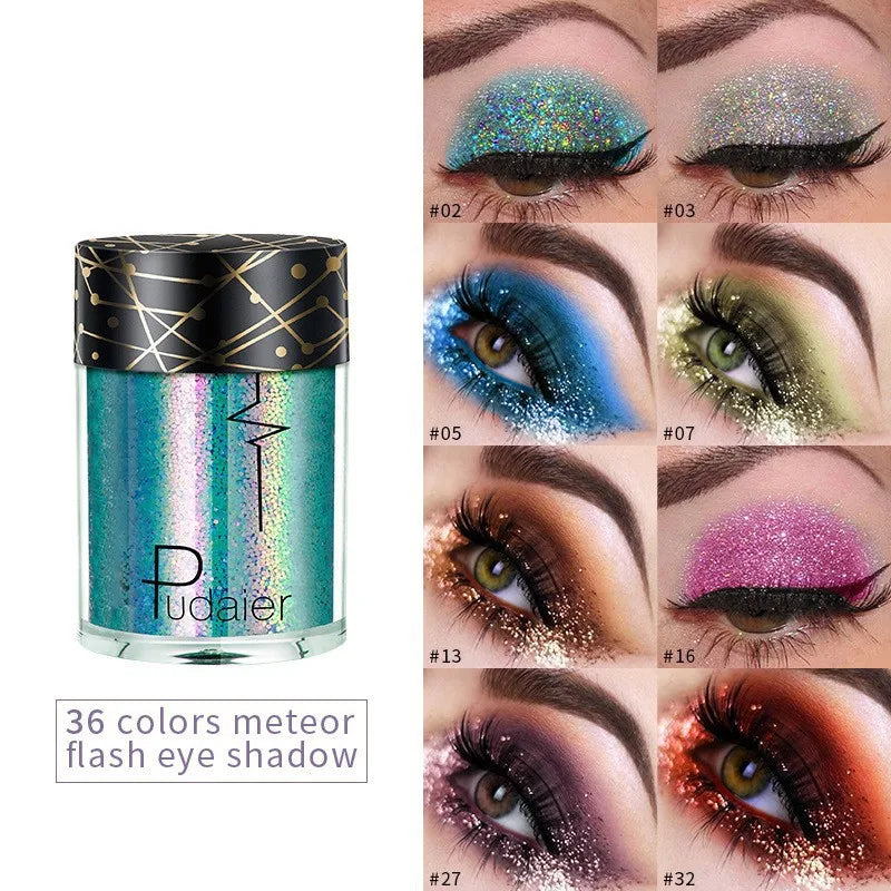 36 Colors Monochrome Eyeshadow Glitter Sequins High Gloss Face Body Glitter Pearlescent Easy-to-color Eye Shadow Festival Makeup
