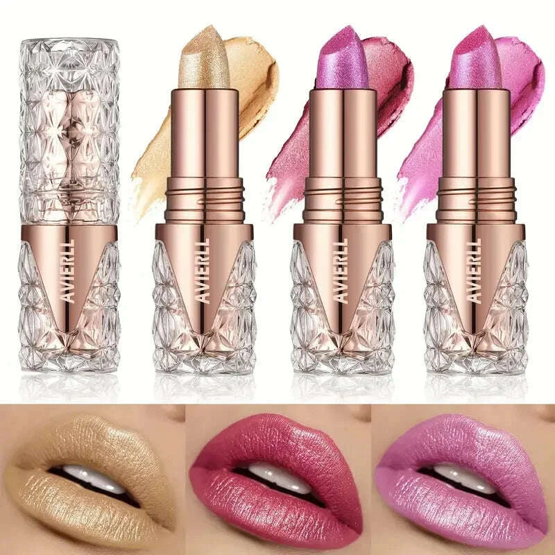 KIMLUD, Fine Glitter lipstick, quicksand gold lipstick, moisturizing silky mermaid girl pink, long-lasting waterproof, grapefruit orange, KIMLUD Womens Clothes