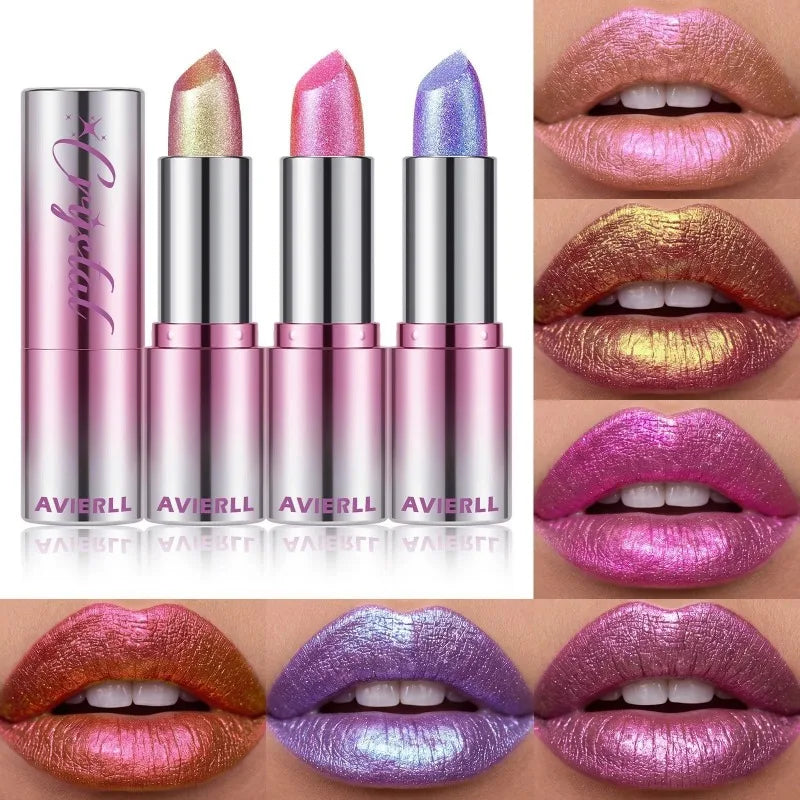 14 Colors Metallic Sparkle Lipstick Polarizing Glitter Shiny Lip Gloss Waterproof Long Lasting Gold Pearl Shine Sexy Lips Makeup