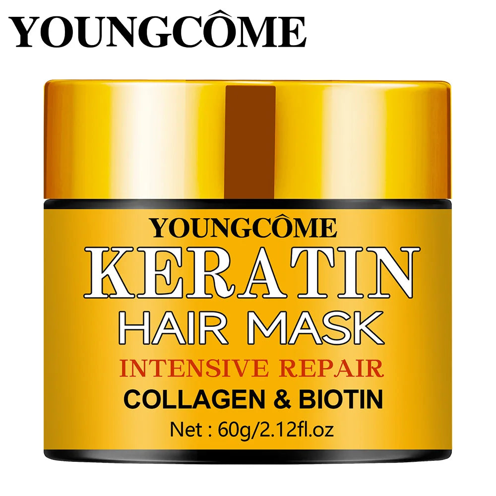 Keratin Hair Mask Biotin Collagen Nourishing Treatment — Gold | KIMLUD