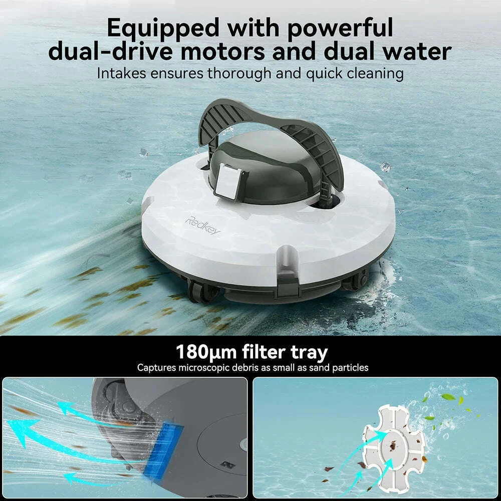 redkey-s100-cordless-robotic-pool-cleaner-vacuum-ipx8-waterproof-5200mah-recharge-130-mins-self-parking-swimming-pool-cleanerkimlud-womens-fashion-34607151
