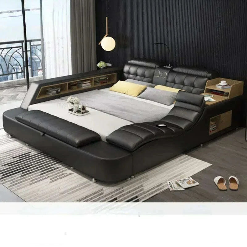 -genuine-leather-bed-frame-soft-beds-massager-storage-safe-speaker-led-light-bedroom-recharging-bluetooth-safe-usbkimlud-womens-fashion-34604307