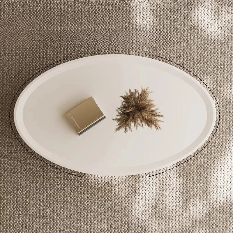 Minimalist Round Coffee Table Unique Aesthetic — White | KIMLUD