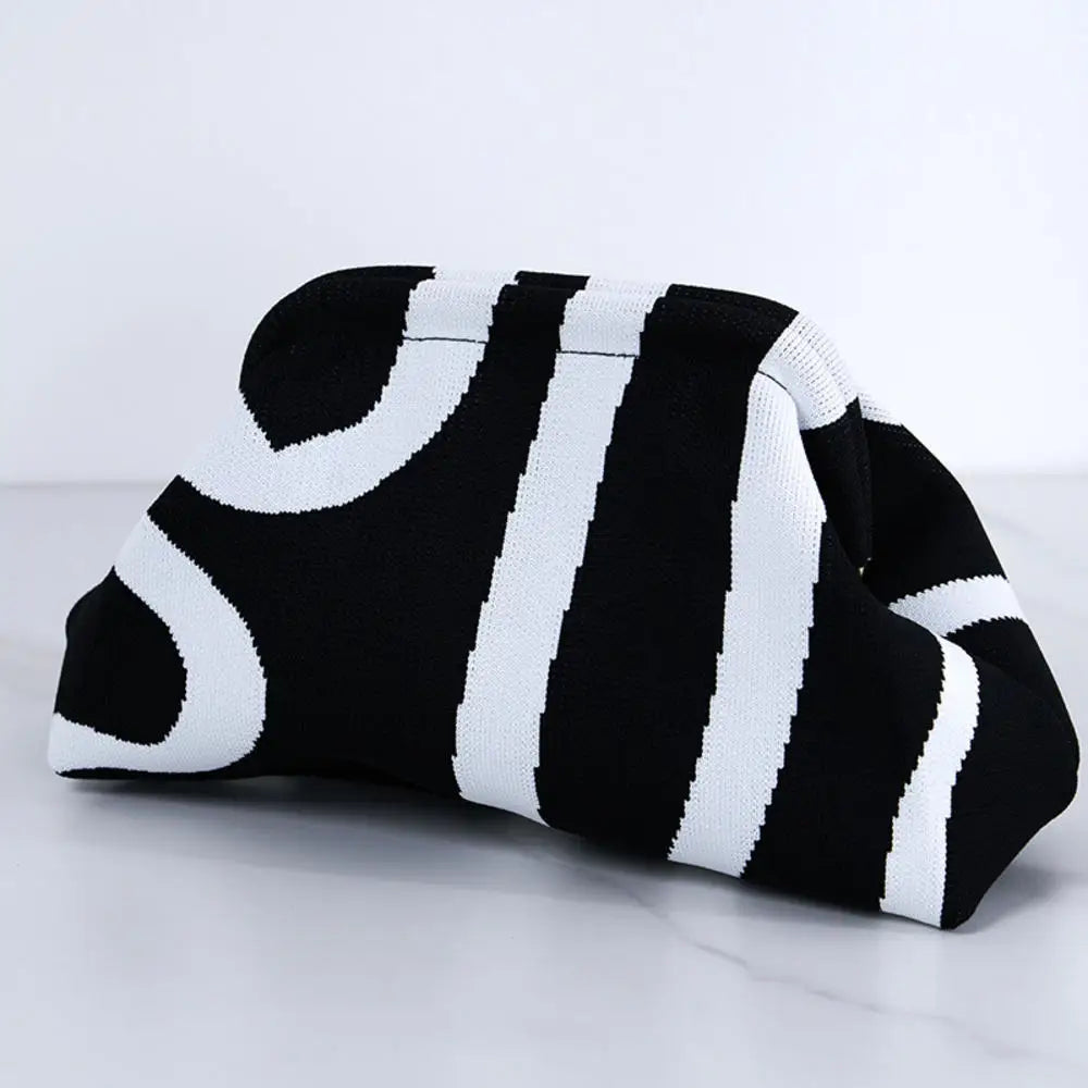 Striped Polyester Clutch Bag Small — Multicolor | KIMLUD