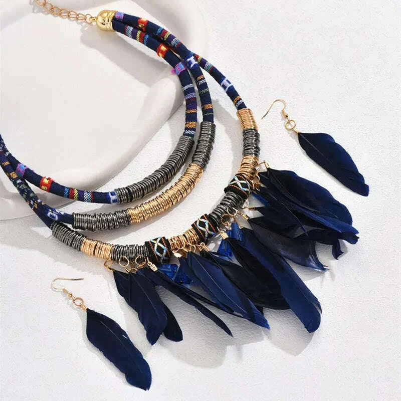 fashion-vintage-ethnic-feather-choker-necklace-earrings-set-for-women-multilayer-nekclace-earrings-jewelry-setskimlud-womens-fashion-34624541