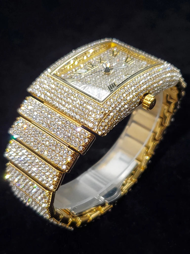 Gold-Tone Premium Rectangle Dial Watch — Gold | KIMLUD