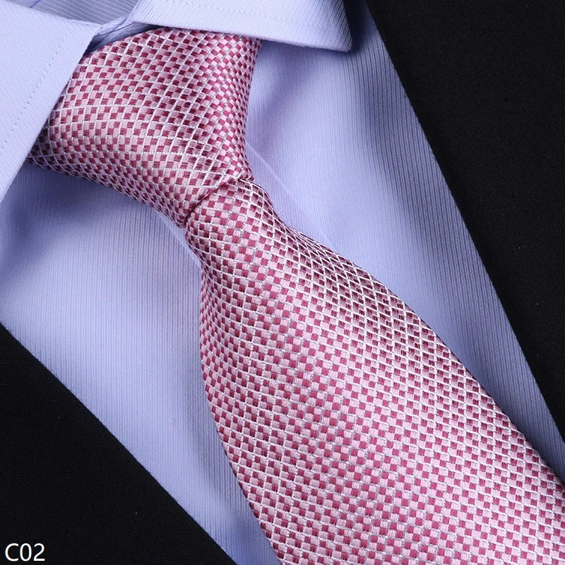 Silk Tie – 8cm Wide Checkered Pattern – Silk | KIMLUD