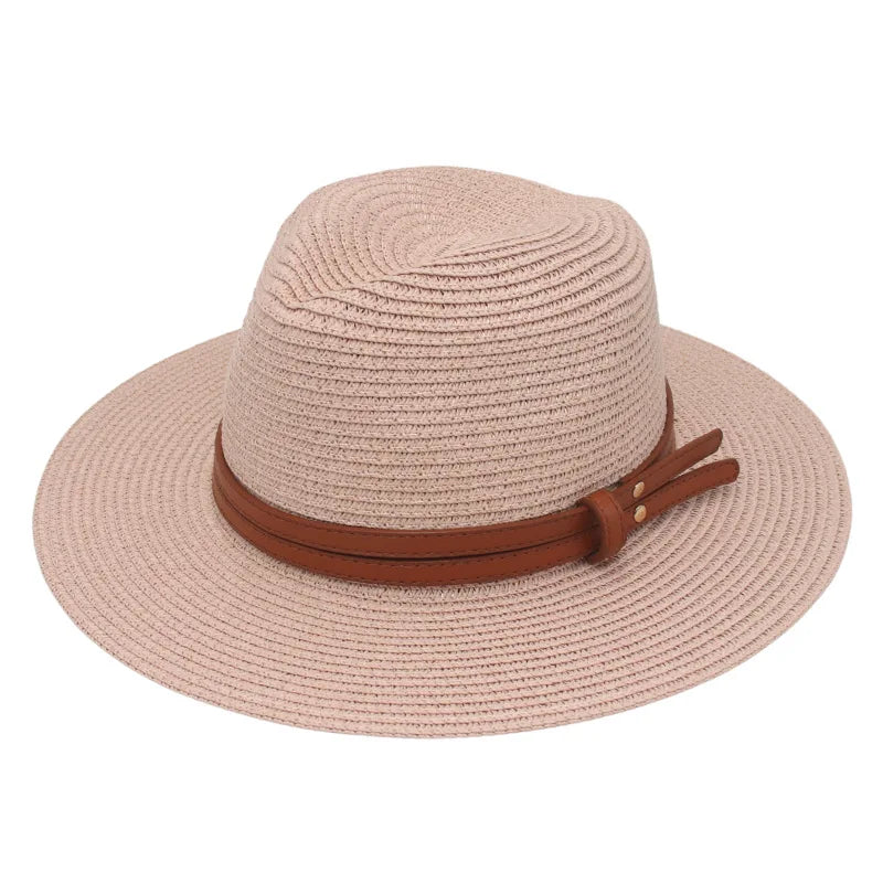 Straw Panama Sun Hat Grass-Knitted Breathable — Natural | KIMLUD