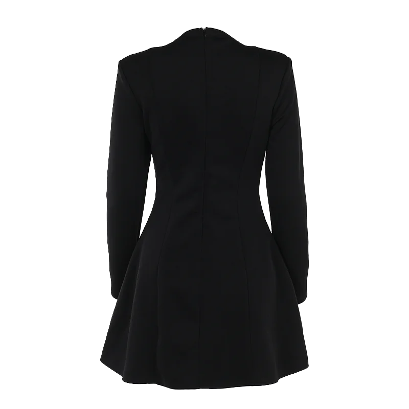 Women's Elegant Directional Design New Premium Drawstring Waist Featured Fabrics v-Neck Long Sleeve Dresses - KIMLUD