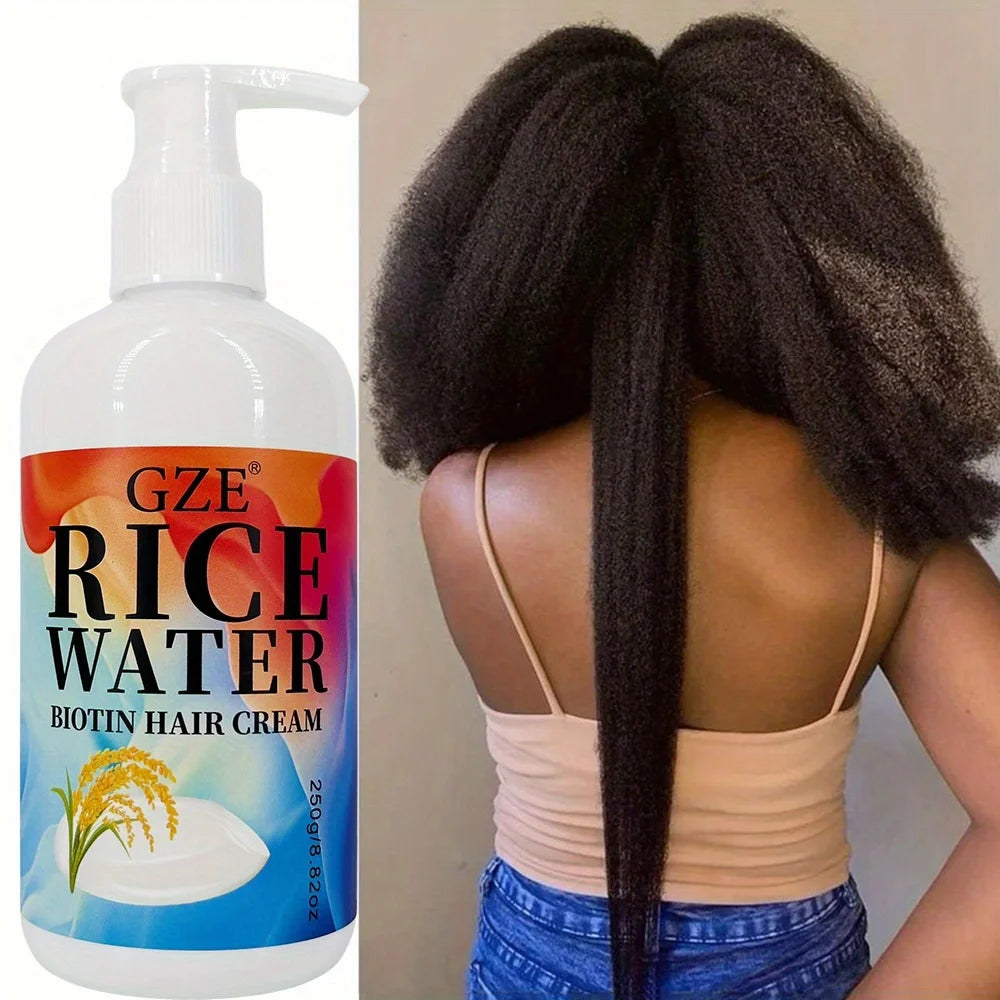 GZE Rice Water Biotin Hair Cream Strong Hair Deep Hydrating Moisturizing For All Hair Types