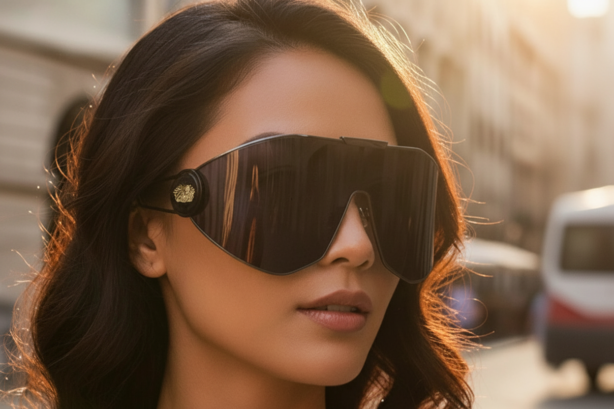 Plastic Oversized Sunglasses Solid — Gold | KIMLUD