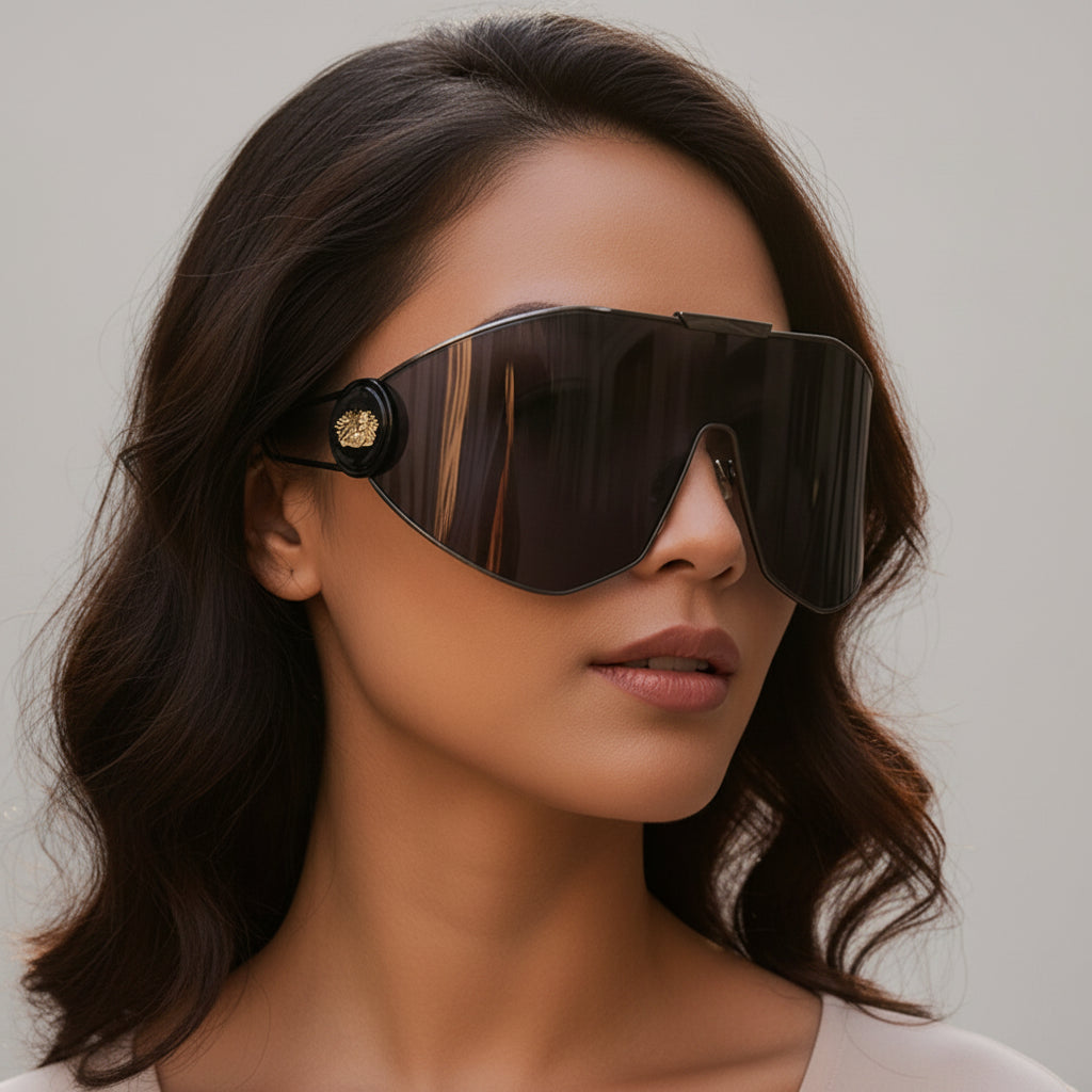 Plastic Oversized Sunglasses Solid — Gold | KIMLUD