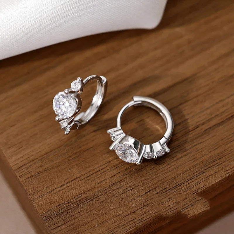 925 Sterling Silver Shiny Zircon Earrings Exquisite And Fashionable Temperament Earrings Wedding Luxury Jewelry Bridesmaid Gift