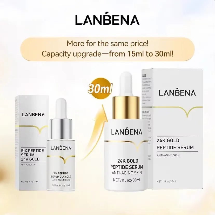 24K Gold Infused Serum Six Peptides Firming Wrinkle Repair — Clear | KIMLUD