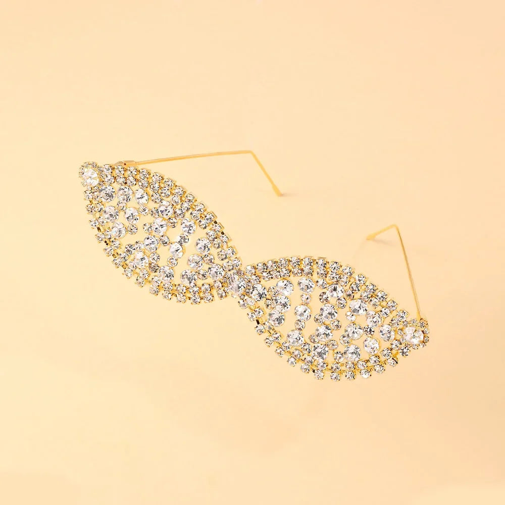 Crystal Rhinestone Eyeglass Frame — Silver | KIMLUD