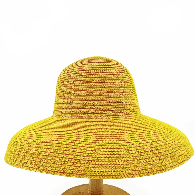 Straw Hepburn Sun Hat Wide Brim Foldable — Natural | KIMLUD
