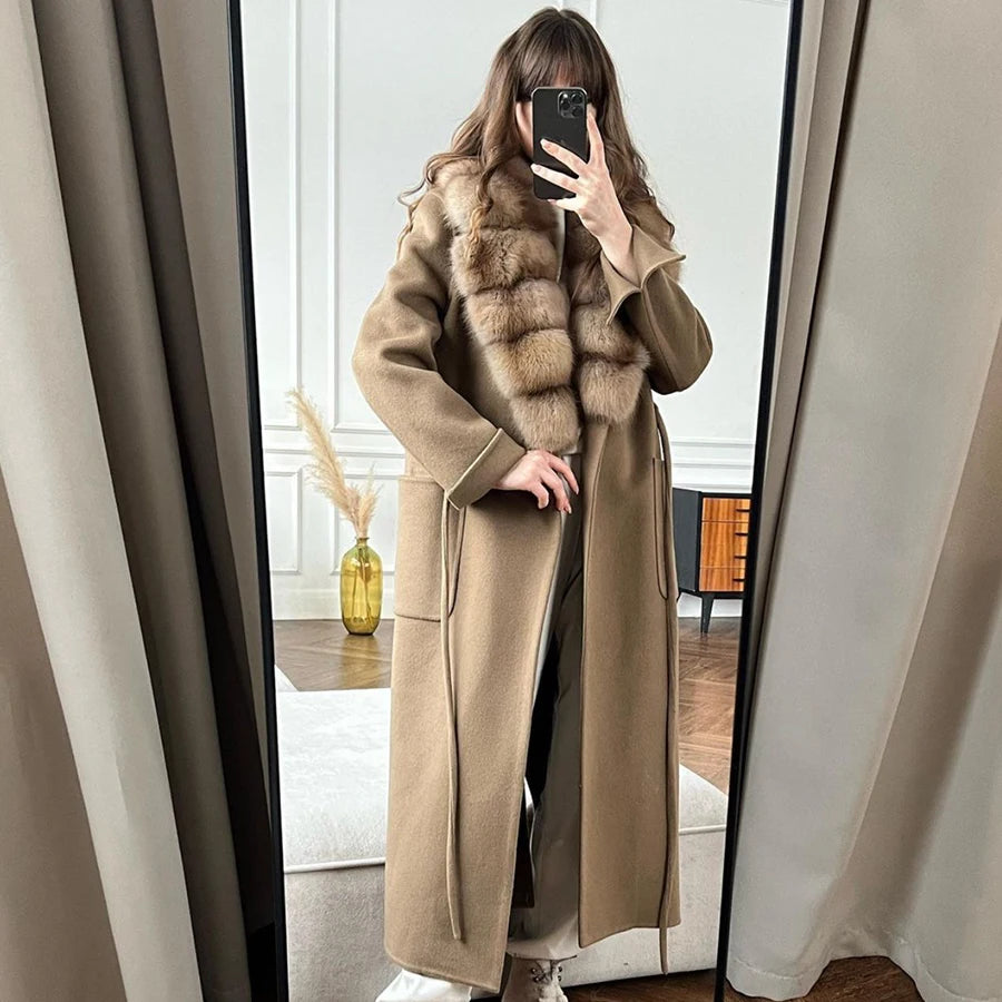 Fox Fur Coat — Black | KIMLUD