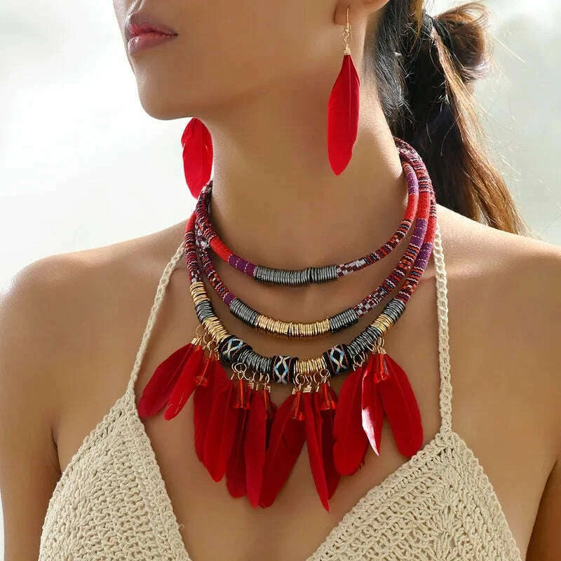 fashion-vintage-ethnic-feather-choker-necklace-earrings-set-for-women-multilayer-nekclace-earrings-jewelry-setskimlud-womens-fashion-34624545
