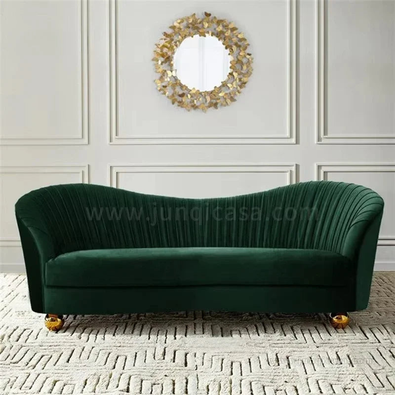 A Fabric Sofas Lovely Heart-shaped Velvet Couch Living Room Furniture 3 Seater Sectional Sofa Set