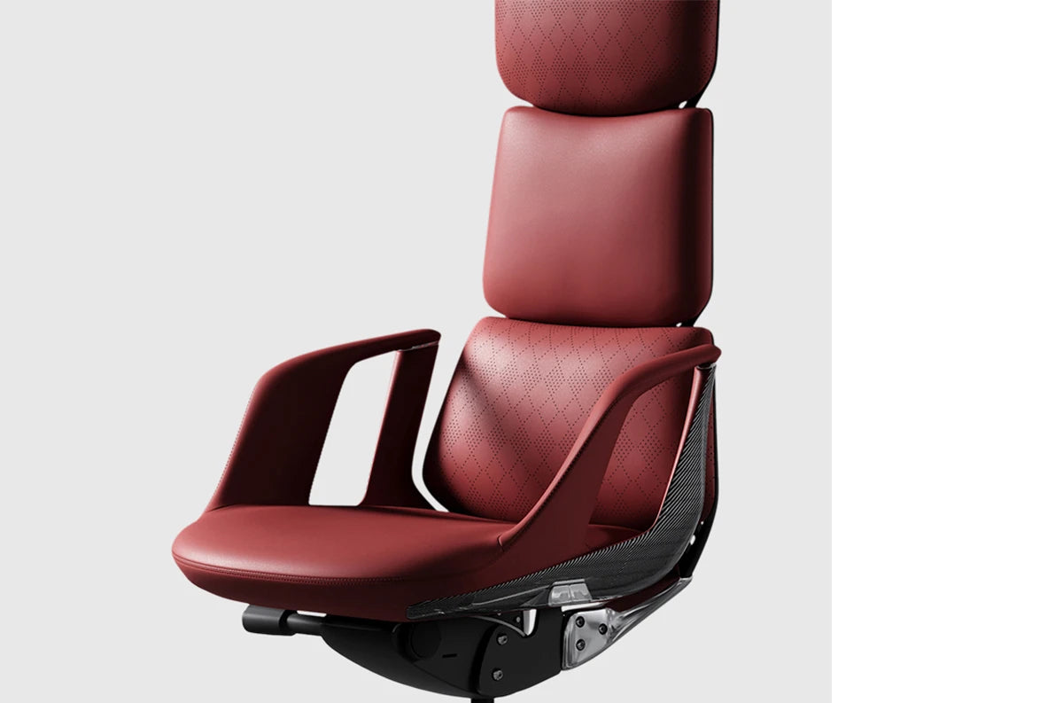 Leather Executive Swivel Office Chair — Red | KIMLUD