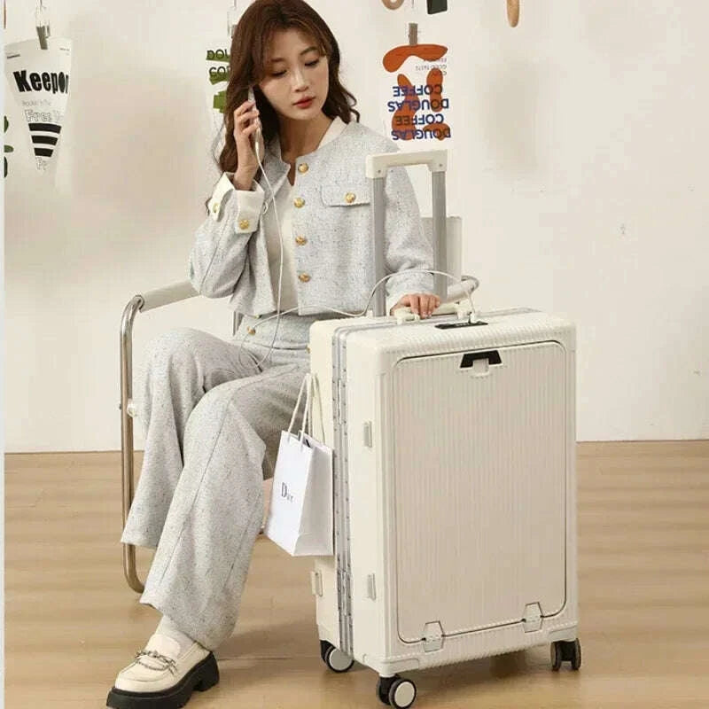 front-opening-large-capacity-rolling-luggage-case-aluminum-frame-trolley-case-usb-charging-boarding-suitcase-with-cup-holderskimlud-womens-fashion-34614722