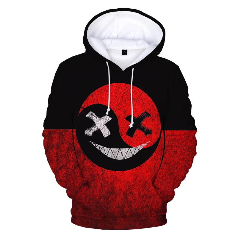 Hoodie – XOXO Pattern Devil Smiling Face 3D – Poly | KIMLUD