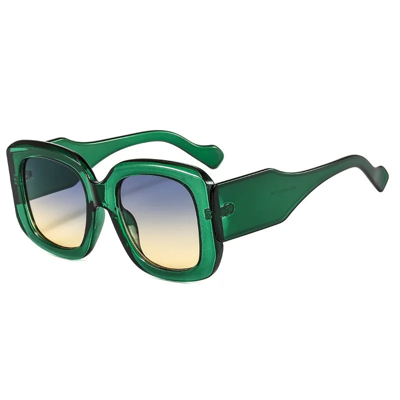 Oversized Square Sunglasses Polycarbonate — Green Red Shades | KIMLUD