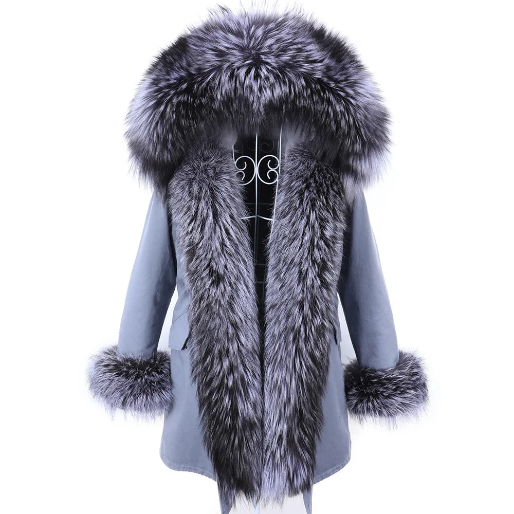 2023 Super Hot Winter Jacket Hooded Long Overcoat Parkas Female Clothes Removable Real Fox Fur Collar Coats Woman