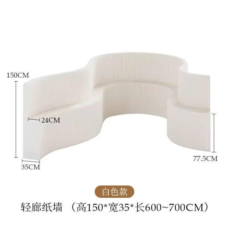 2M Height White Creative Home Decor Organ Paper Wall Screen Removable Folding Room Dividers Office Partition Baffle Fence