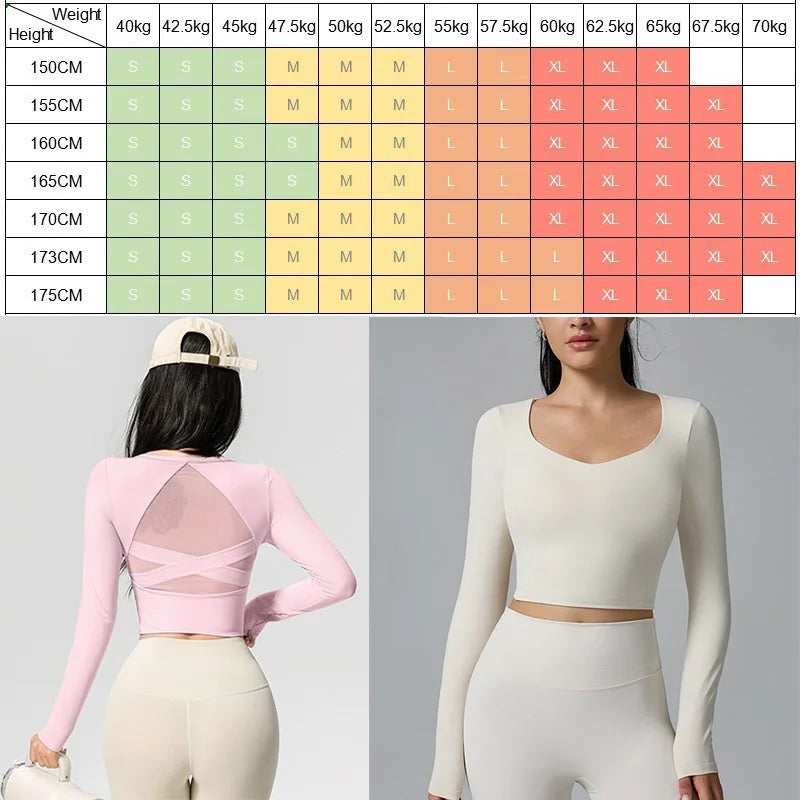 Nylon Elastane Knit Long Sleeve Yoga Top — White | KIMLUD