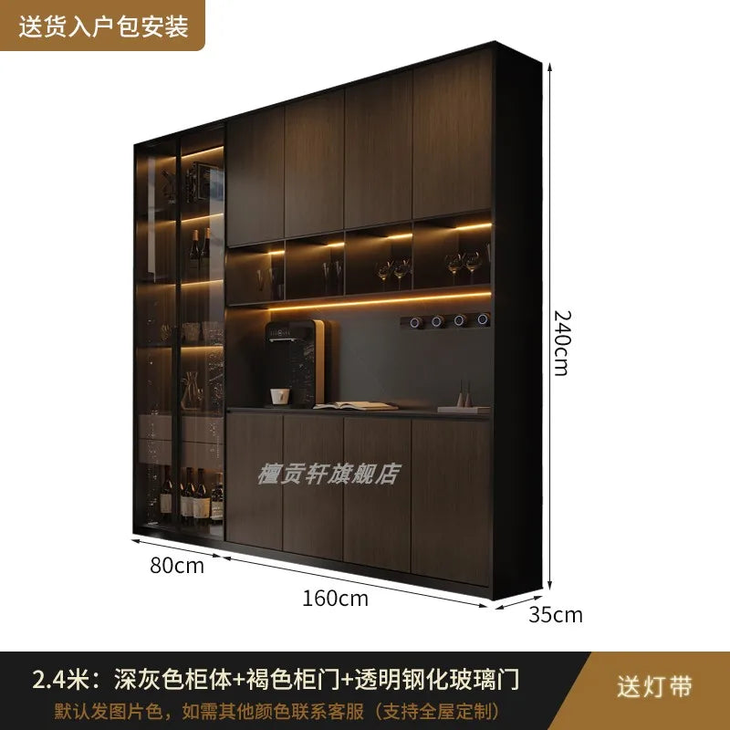 Minimalist Modern Storage Cabinet With Glass Panels — Espresso | KIMLUD