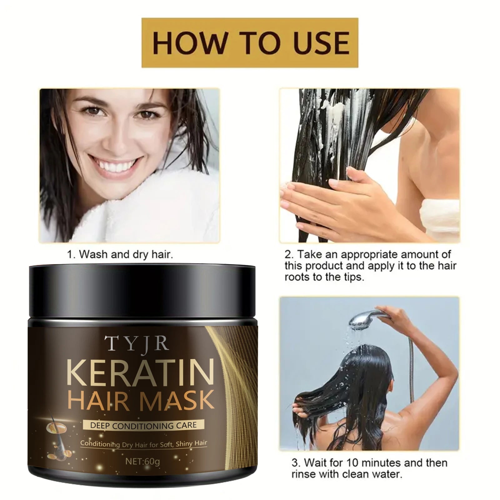 Keratin Hair Mask Professional Hair Care Deep Repair Mask Suitable for All Hair Types | Small Travel Bag/60G