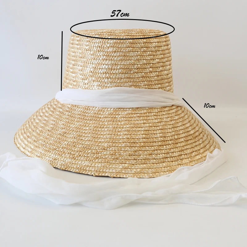 Wheat Straw Sun Hat With Ribbon Bow — Wheat | KIMLUD