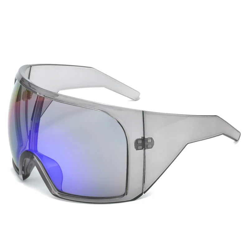 Oversized Shield Sunglasses Wrap Anti Wind UV400 — Black | KIMLUD