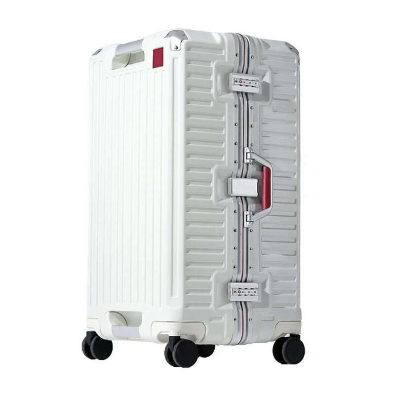 Suitcase Wide Handle Travel Suitcase Men 20 24 26 Carry-On Luggage Women PC Aluminum Frame Trolley Case