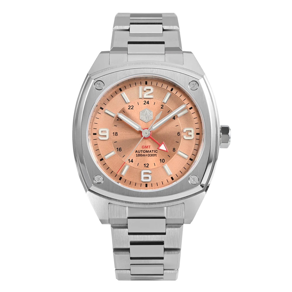 San Martin Men Watch Original Design Square GMT 39.5mm Luxury Automatic Mechanical Watches Sapphire Waterproof Wristwatch SN0026