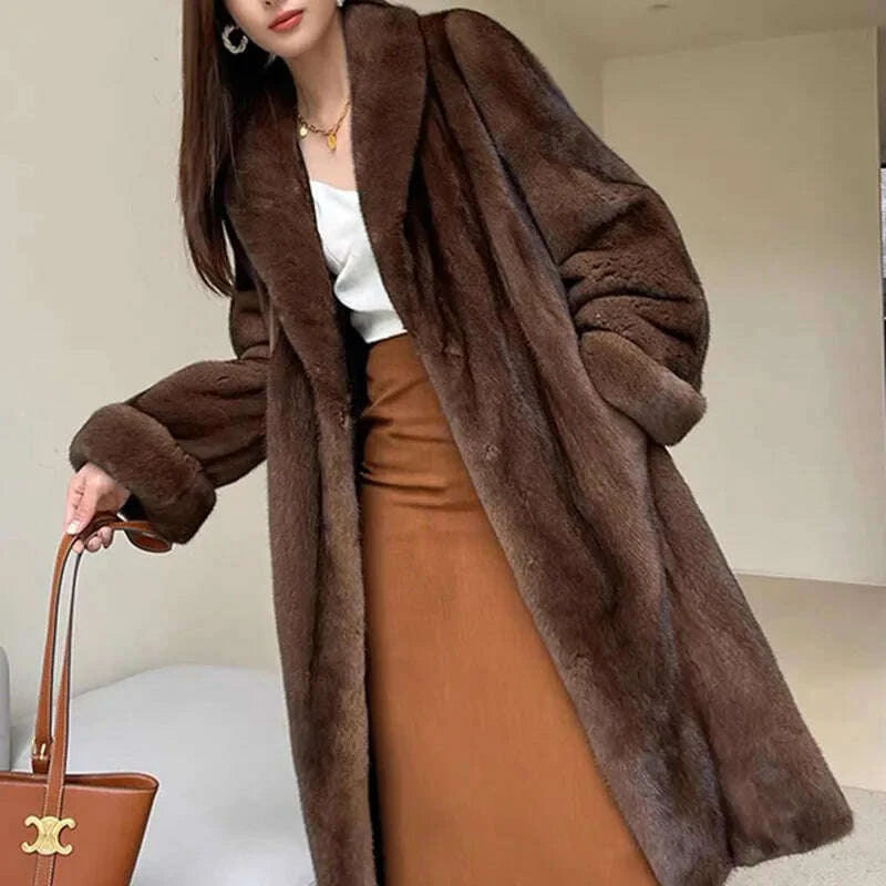 KIMLUD, High Quality Fur Coat Imitating Fox Fur Women's Fur Coat 2025 New Winter Thick Temperament Mink Fur Leisure Women's Fur Coat 624, KIMLUD Womens Clothes