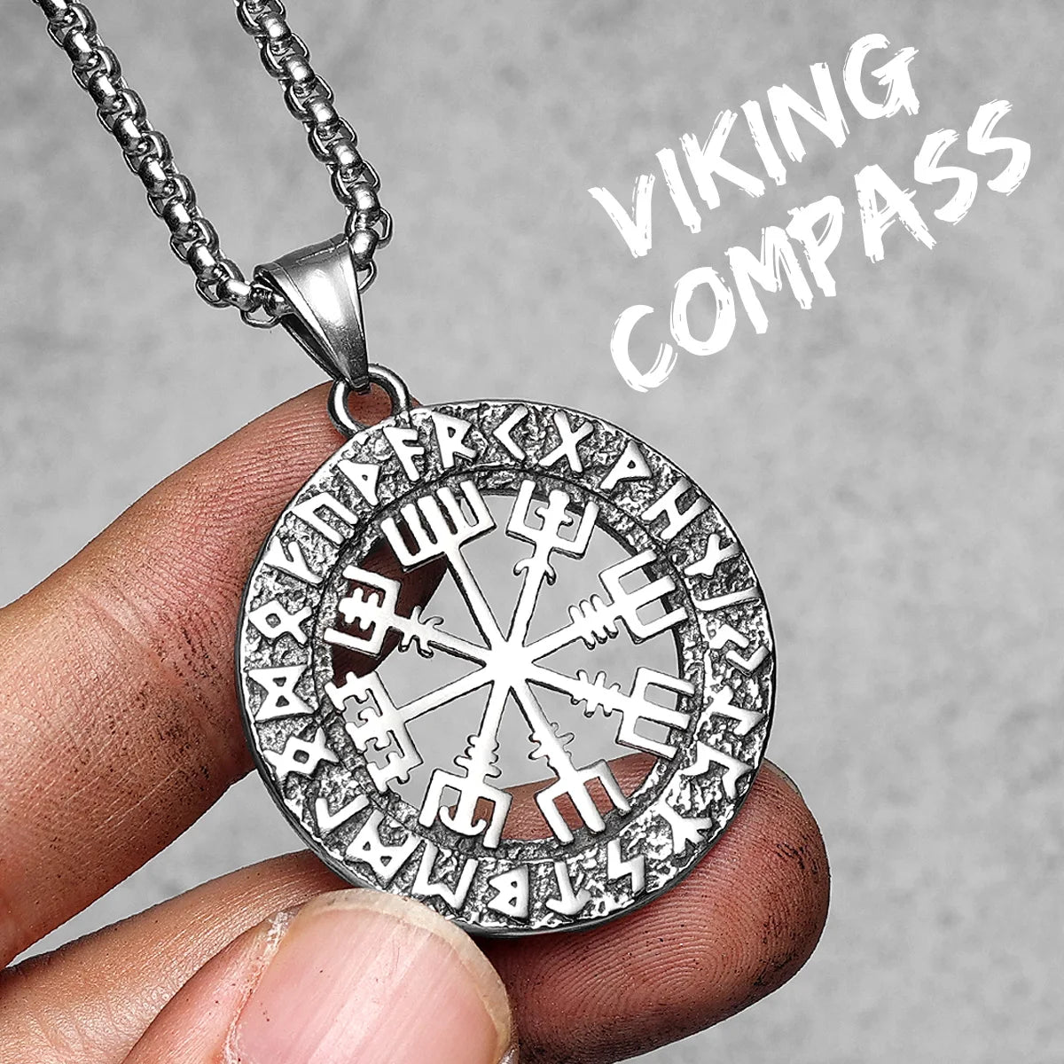 Viking Compass Men Necklaces With Pendant Stainless Steel Jewelry For Male Women Amulets Punk HipHop Accessories Gifts Wholesale