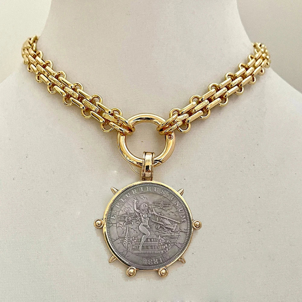 Copper Orla Coin Pendant Necklace — Copper | KIMLUD