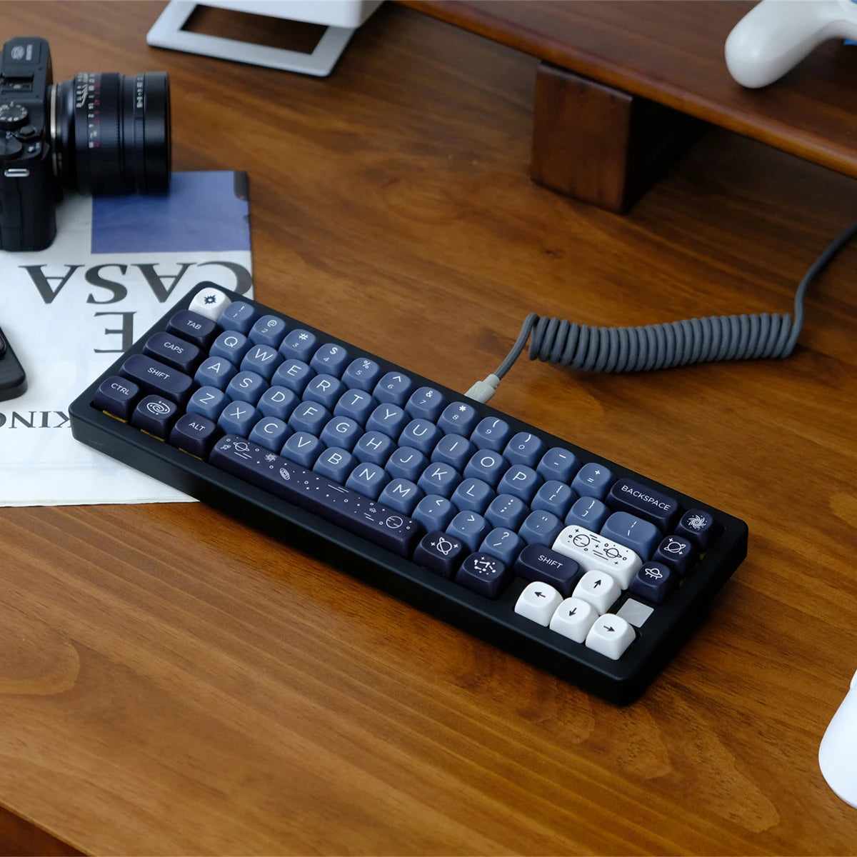 MOA Profile PBT Key caps White Milky Way Five Sided Dye Sublimation Keycaps for Cherry Gateron MX Switches Mechanical Keyboard