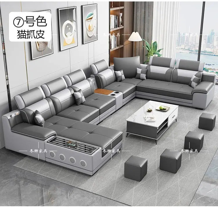 Fabric Sofa Modern Minimalist U-Shape — Gray | KIMLUD